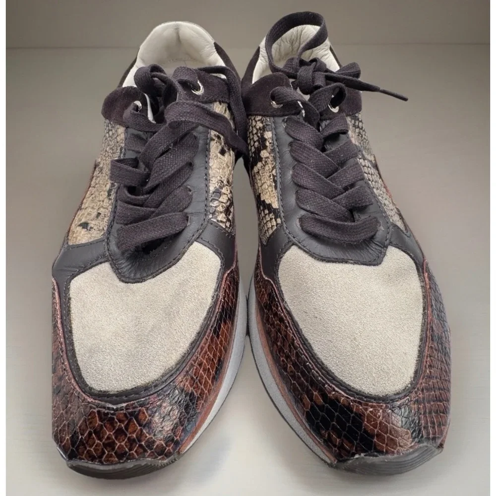 Womens Fashion Sneakers Snake Print Leather Suede Chunky‎ Sole Comfort Shoes 38